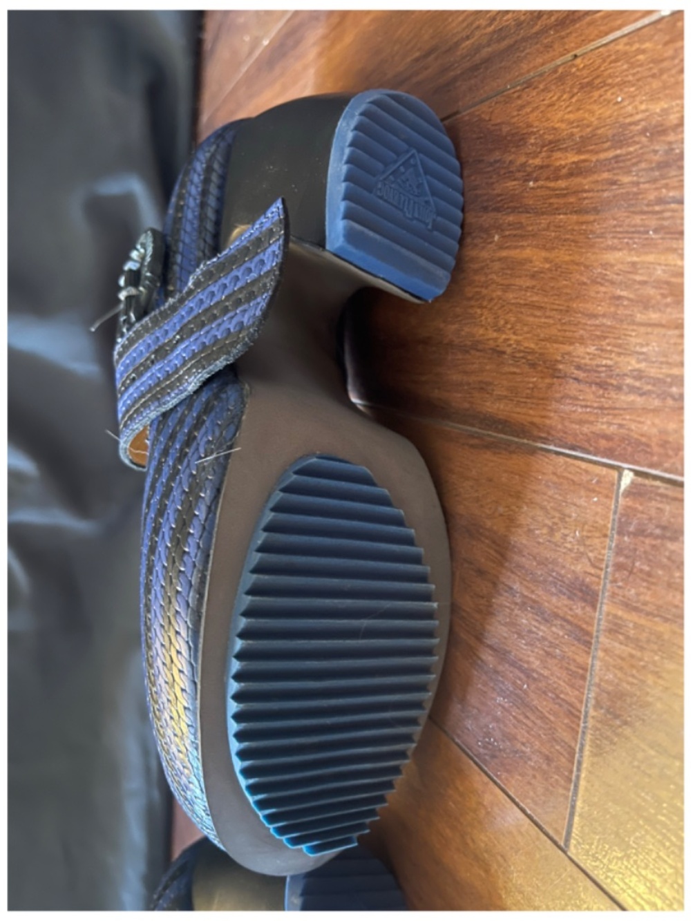John Fluevog Black & Blue Leather Mary Jane Platform Heels  Size 9 - Picture 5 of 6